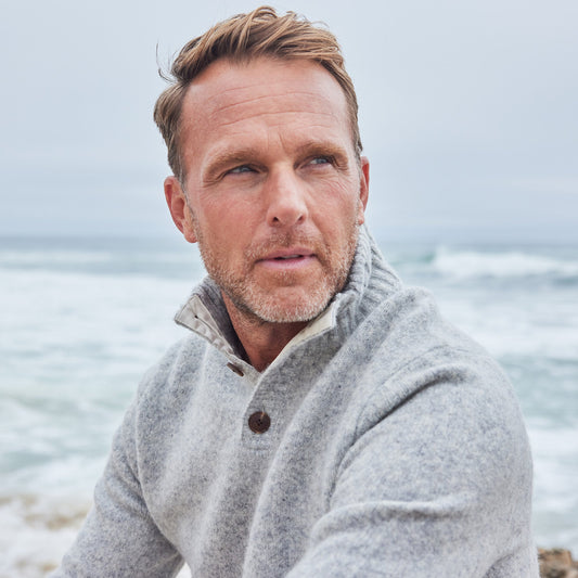 Balmoral Three Button Wool Sweater Grey